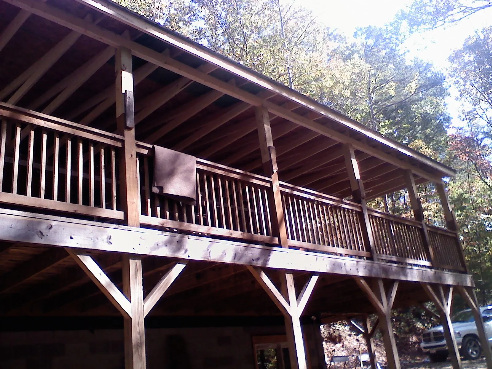 Timber framing under a new elevated porch and deck — Roof Leak Repair in Lake Huntington by Roofing Brothers